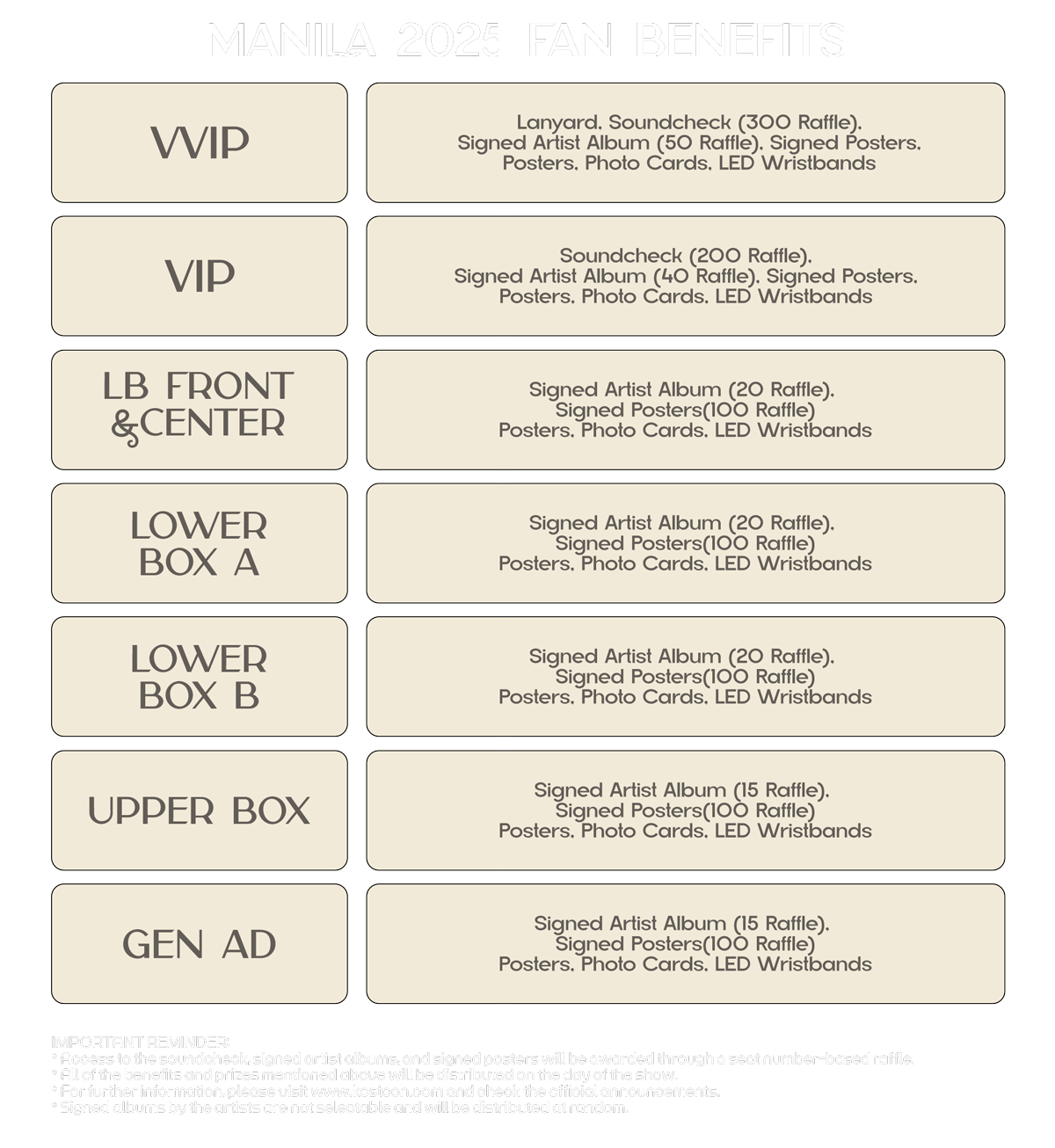 Manila 2025 Fan Benefit